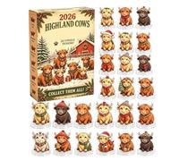 Calendrier de l'Avent Animaux Décorations de Vache en Acrylique 2D 24 Jours | de Fête de Vaches et Accessoires de Fête pour Adultes Fenêtre Porte Mur Cheminée Arbre Maison