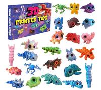 Calendrier De L'Avent Animaux Imprimés En 3D, Calendrier De L'Avent De Noël Avec 24 Mini Jouets Animaux Imprimés En 3D, Figurines Articulées Et Flexibles, Comprenant Dragons, Axolotl, Lapin, Tortue
