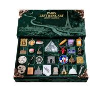Calendrier de l'Avent artistique Paris Rive Gauche 2025, 24 monuments miniatures de Paris et éléments alimentaires, impressions et bibelots d'art français immersifs, amateurs de artistiques (A)