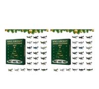 Calendrier de l'Avent avec 2 avions miniatures de la Seconde Guerre mondiale pour 2025, surprises de Noël avec 24 jours de décompte, collectionneurs de modèles, passionnés d'histoire
