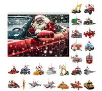 Calendrier de l'Avent avec 24 voitures, trains, avions, etc. Calendrier de l'Avent de Noël avec 24 accessoires de transport à collectionner (blanc, 28 x 17,5 x 4 cm)