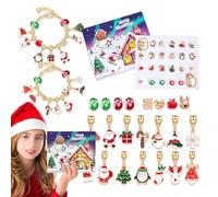 Calendrier de l'Avent avec bracelet à breloques, calendrier de l'Avent avec bracelet de Noël, bracelet avec calendrier de compte à rebours de Noël, calendrier de l'Avent de Noël 2024, kit pour faire