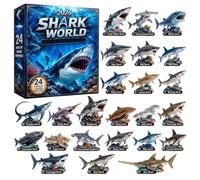 Calendrier de l'Avent avec compte à rebours Décorations de requin en | Compte à Rebours de Noël de 24 Jours Décoration pour les fêtes de fin d'année sur Porte, Fenêtre, Sapin et