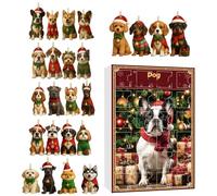 Calendrier de l'Avent avec décorations de Noël - Accessoires de fête plat en acrylique 2D | Race de chiens 24 jours Calendrier de compte à rebours - Pour familles, amis, adultes, amoureux des animaux
