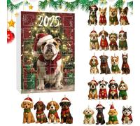 Calendrier de l'Avent avec décorations de Noël - Acrylique 2D Plat Accessoires de fête - Compte à rebours de 24 jours jusqu'à Noël Calendrier de décoration de chien - Pour sapin de Noël, fenêtre