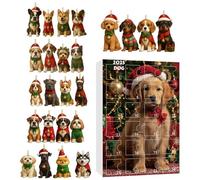 Calendrier de l'Avent avec décorations de Noël - Acrylique saisonnier à l'aspect plat 2D - Compte à rebours de 24 jours jusqu'à Noël - Calendrier de décoration pour chien - Pour les amoureux des