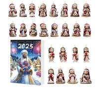 Calendrier de l'Avent avec décorations de Noël, compte à rebours jusqu'à Noël, 24 pendentifs Jésus | Souvenir en acrylique 2D, jolis accessoires de scène, pour cheminée, arbre, salon, fenêtre, mur