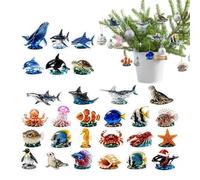 Calendrier de l'Avent avec décorations sur le thème des océans | Animal de collection 2D en acrylique | Figurine créature marine 2026 | Compte à rebours de l'Avent | Pour collectionneurs
