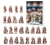 Calendrier de l'Avent avec Jésus : ensemble en acrylique avec 24 pendentifs souvenirs de Noël 2D, calendrier de compte à rebours pour les jours fériés | Caractéristique mignonne des accessoires