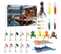 Calendrier de l'Avent avec leurres de pêche - 24 jours d'équipement de pêche et accessoires - Calendrier de compte à rebours - Appâts de pêche pour adultes, pêcheurs et mari