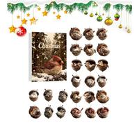 Calendrier de l'Avent avec ornements de Noël - Réutilisable - 2D - Calendrier de l'Avent avec décoration d'animaux - Pour sapin de Noël, fenêtre, mur et porte - Pour adultes et