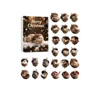 Calendrier de l'Avent avec ornements de Noël, réutilisable, objet de collection 2D, compte à rebours avec des animaux en glands, pour sapin de Noël, fenêtre, mur, porte, cheminée, famille, amis