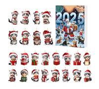 Calendrier De L'Avent Avec Ornements | Décorations Acryliques 2D 24 Jours Mignonnes,Pendentifs Chat Noël | Pour Fête d'Anniversaire Maison École Fenêtre
