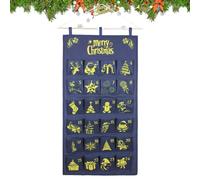 Calendrier de l'Avent avec sac de rangement pour Noël, calendrier de compte à rebours en tissu à suspendre, matériau réutilisable avec poches numérotées, planificateur de l'Avent décoratif pour salle