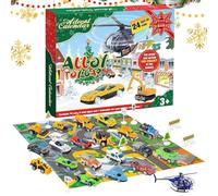 Calendrier De L'Avent Avec Véhicules Jouets Pour Noël, 24 Jours De Jouets De Voiture Pour Calendrier Avent, Cadeaux Pour Bas De Noël Pour Voyage École Maison Vacances Salle De Jeux