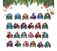 Calendrier de l'Avent « Avent 2025 | Pendentif 24 jours en acrylique 2D Voiture Père Noël Avent 2025 | Calendrier » avec comptage arrière pour la décoration de la maison pour adultes et enfants à