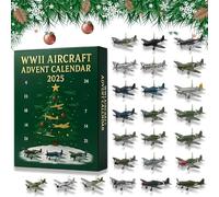 Calendrier de l'Avent Avion de Guerre de la Seconde Guerre Mondiale 2025-24 Miniatures d'Appareils de Combat à Découvrir, Calendrier de Noël avec 24 Pendentifs de Jets de Chasse