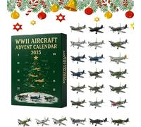 Calendrier de l'Avent Avions de la Seconde Guerre mondiale, Compte à rebours de Noël de 24 jours, 24 mini-avions de chasse à déballer, Cadeaux surprises pour collectionneurs de maquettes