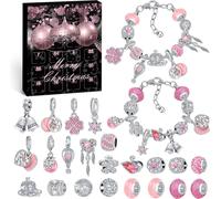 Calendrier de l'Avent Bijoux 2025 Femme Fille,24 Surprises Calendrier de lavent Enfant Ado,Calendrier de l'avent Kinder Charms Bracelet Kit Fabrication Bijoux Enfant Fille Cadeaux de Noël