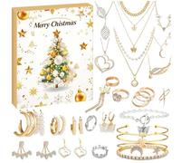 Calendrier de l'Avent Bijoux de Noël,Calendrier de l'Avent Bijoux 2024 | Compte à rebours de 24 jours jusqu'au calendrier de Noël - Ensemble de bijoux tendance pour femmes adultes et adolescentes, cal