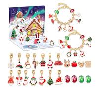 Calendrier de l'Avent Bijoux de Noël,Calendrier de l'Avent Bijoux,Kit de fabrication de bijoux - Bracelets à breloques du calendrier de, bracelet de calendrier du compte à rebours de Noël, cal