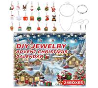 Calendrier De L'Avent Bijoux De Noël,Kit Création Boucles d'Oreilles 24 Jours - Calendrier De Compte À Rebours Avec Bagues Charm,Pour Filles Adultes Collectionneurs Amateurs De Bricolage Famille