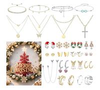 Calendrier De L'avent, Bijoux De Noël Pour Femmes Sur 25 Jours, Accessoires Charmes Boucles d'Oreilles Bagues Bracelets pour Fêtes Saint-Valentin Pâques Halloween Thanksgiving