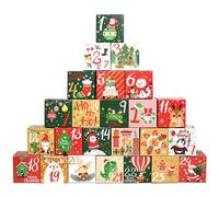 Calendrier de l'Avent Boîte 24 jours Compte à rebours Calendrier de l'Avent vide pour vous remplir 24pcs 3 pouces Kraft Paper Calendar 2023 pour la fête de Noël Style d'approvisionnement cadeau 1, dé