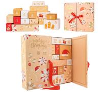 Calendrier de l'Avent, Boîte de Calendrier de L'Avent, 24 Boîtes à Remplir Cadeau De Noël, Calendrier de L'Avent À Remplir Boîtes de Calendrier de Compte à Rebours de Noël (Jaune)