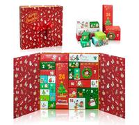 Calendrier de l'Avent, Boîte de Calendrier de L'Avent, 24 Boîtes à Remplir Cadeau De Noël, Calendrier de L'Avent À Remplir Boîtes de Calendrier de Compte à Rebours de Noël (Rouge)