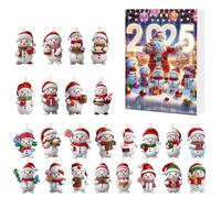 Calendrier de l'Avent bonhomme de neige 2025 - Calendrier de Noël 24 jours de surprises avec 24 décorations en acrylique - Cadeau amusant pour adultes, garçons et filles (A)