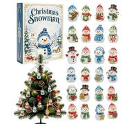 Calendrier de l'Avent Bonhomme de Neige de Noël Mignon Souvenir 2D Plat | Compte à Rebours avec Pendentifs Acryliques Propriétaire Collectionneur Fenêtre Mur Cadre