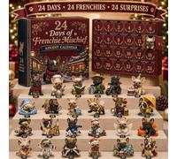Calendrier de l'Avent bouledogue français 2026, décoration de sapin de Noël, décoration de sapin de Noël, figurine de collection à suspendre pour arbre, décoration d'arbre de Noël