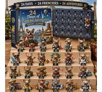 Calendrier de l'Avent bouledogue français, compte à rebours de Noël de 24 jours en acrylique, figurine de collection à suspendre pour arbre, cadeau pour les amoureux des chiens