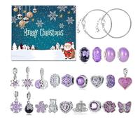 Calendrier de l'Avent - Bracelet calendrier de vacances 24 jours, bijoux festifs, kit de bricolage pour les activités de Noël, les loisirs créatifs, les réunions