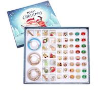 Calendrier de l'avent bracelet de charme, calendrier l'avent bracelet 24 jours à rebours Noël, charme 2024 comprend des bracelets, des perles et pendentifs en alliage d'or
