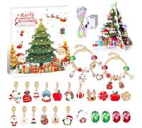 Calendrier de l'Avent Bricking Bracelet Kit Mystery Box Box Gift for Teens (arbre Gold) (arbre de Noël rouge et vert)