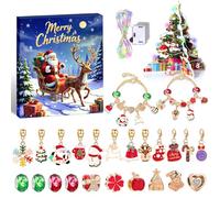 Calendrier de l'Avent Bricking Bracelet Kit Mystery Box Box Gift for Teens (Santa Gold) (Red Santa Claus)