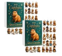 Calendrier de l'Avent Capybara 2025,Calendrier à rebours de Noël 24 jours,24 adorables décorations de capybara,Décorations de Noël en acrylique 2D,Pour les amoureux d'animaux (2PC)