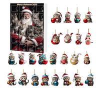 Calendrier De L'Avent Cat | 24 Pendants De Chat Acrylique 2d | Jouet Avènement De L'ornement De Chat | Pour La Porte De Fenêtre Du Rétroviseur Porte Murale Christmatree Decor | 3,7x2 Cm