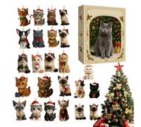 Calendrier de l'Avent Cat - Cardboard 30 cm Solid Flat | 2025 Avent Noël 24 jours PIGTIZATION CONTES mignons 2D avec décoration murale, amoureux des animaux, collectionneurs, compte à rebours