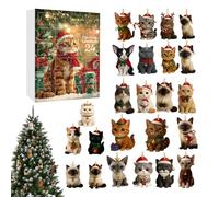 Calendrier de l'Avent Cat, Toy à rebours de Noël 24 jours Ensemble pour les excitation, Joy des Fêtes avec charmes de porte-clés Pendant, Ornement festif pour la salle de classe du mur