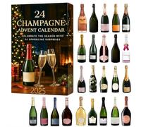 Calendrier de l'Avent champagne 2025, compte à rebours 24 jours de Noël avec 24 décorations en acrylique 2D, pour les amateurs d'alcool, décoration pour couronne, cheminée, salon, fête de vacances