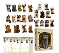 Calendrier de l'Avent Chat 2025,2025 Noël Advent 24 Jours Mignon Pendentif Chat Style 2D - Calendrier Compte à Rebours Décoratif pour Amoureux Animaux Collectionneurs - Amateurs Animaux Adultes Décomp