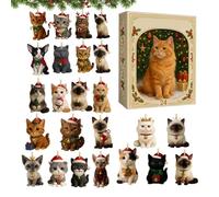 Calendrier De L'Avent Chat 2025 | 2025 Noël Advent 24 Jours Mignon Pendentif Chat Style 2D,Décoration Festive pour Arbre Fête Maison Collectionneurs | Pour Amoureux des Animaux Intérieur Extérieur Por