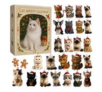Calendrier de l'Avent Chat 2025, 24 Pendentifs en Acrylique sur le Thème des Chats pour Enfants et Adultes, Décoration de Sapin de Noël pour Amoureux des Félins, Cadeau pour Famille et Amis