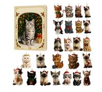 Calendrier De L'Avent Chat 2025 - Calendrier De L'Avent De 24 Jours - 24 Pendentifs En Acrylique Sur Le Thème Des Chats Décoration pour Arbre Fête Maison, pour Amoureux Des Chats Enfant