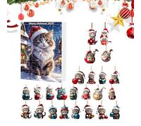 Calendrier de l'Avent Chat 2025, Pendentif Chat en Acrylique 2D Calendrier de Compte à Rebours de 24 Jours, Décoration de Sapin de Noël pour les Amoureux des Chats, pour Fenêtre, Rétroviseur, Mur