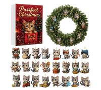 Calendrier de l'Avent Chat 2026 Décorations de Noël en Acrylique 2D Chatons