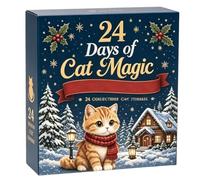 Calendrier de l'Avent Chat Charme Murale Chat Acrylique 2D Mignon | 24 Jours Compte à Rebours de Noël Maison, Porte, Fenêtre, Sapin, Mur, Fête